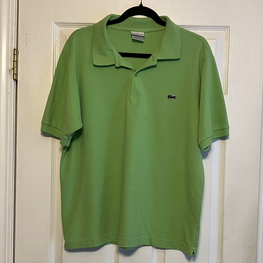 Vintage 80’s Lacoste lime green Men’s XL 100% cotton polo shirt